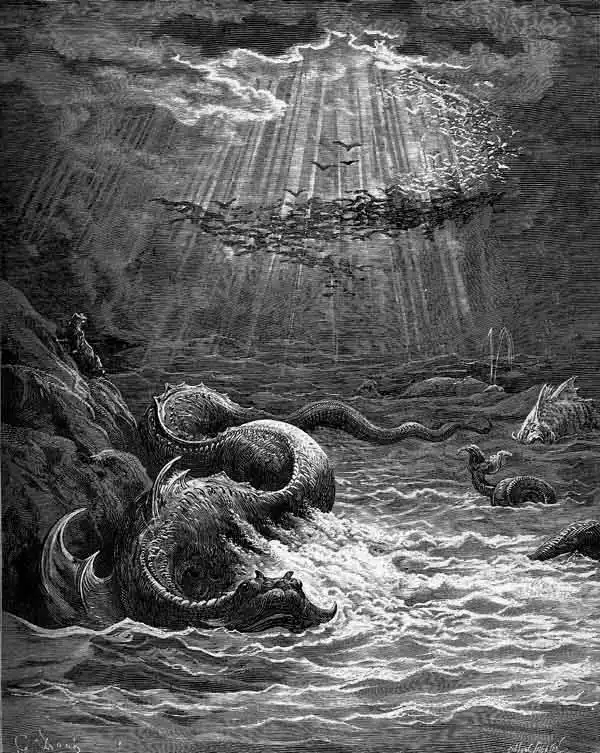 God creates the fish and the birds, bu Gustave Dor c. 1868.