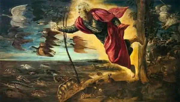 God creates the land living animals, by Jacopo Tintoretto 1552.