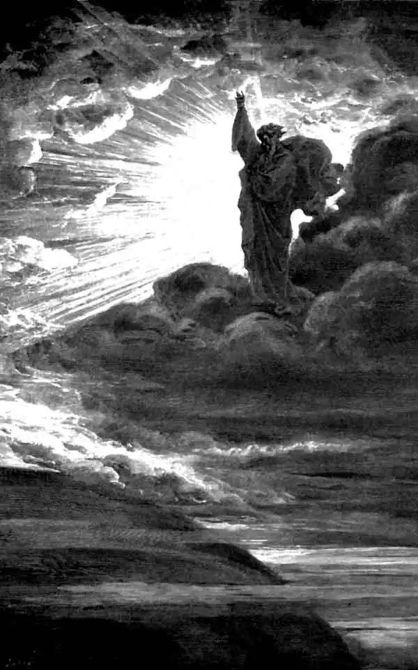 Let there be light! Bible illustration by Gustave Dor, 1866.