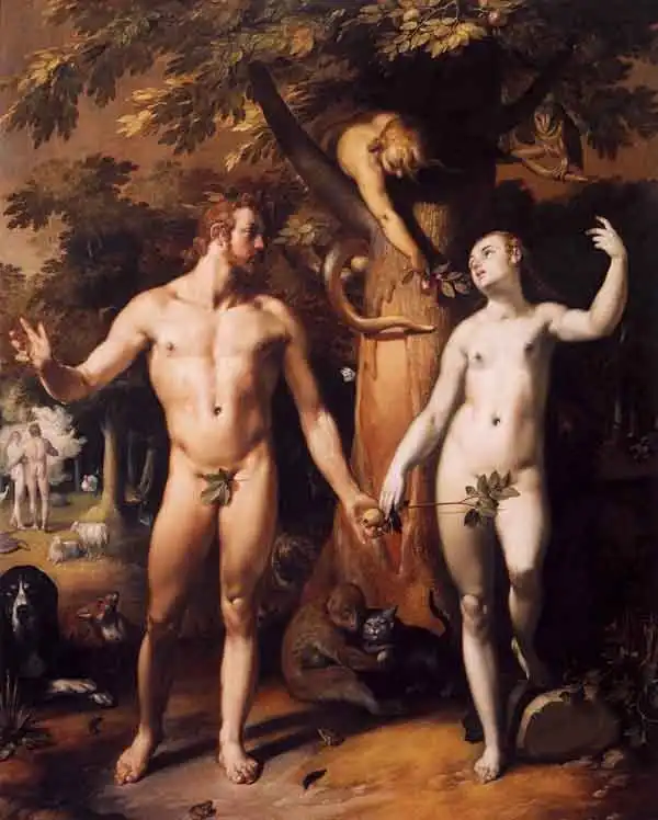 The Fall of Man. Painting by Cornelis van Haarlem, 1592.