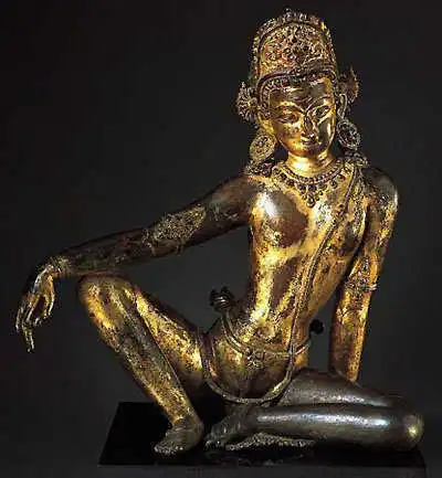 Indra. Sculpture in gilt bronze from Nepal, 13th century.